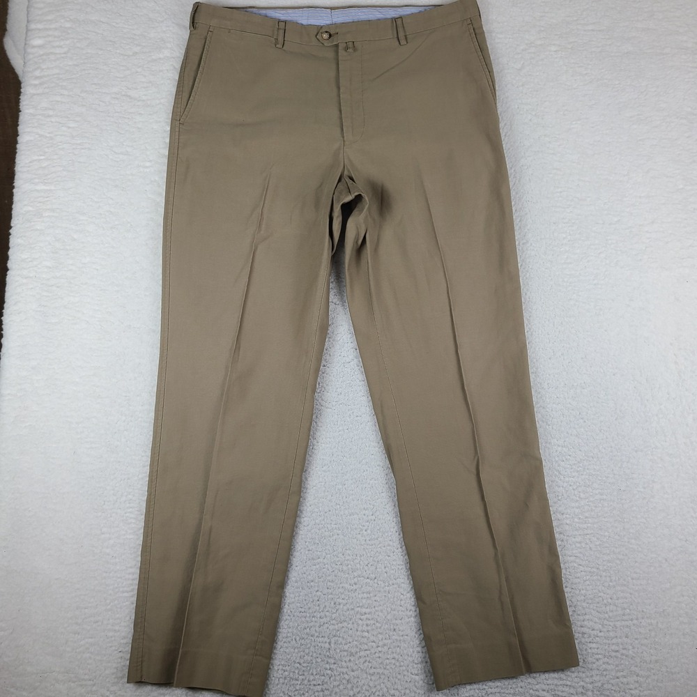 Faconnable Pants Mens 40x33 Tan Brown Chino Khakis Straight Leg 100% Cotton
